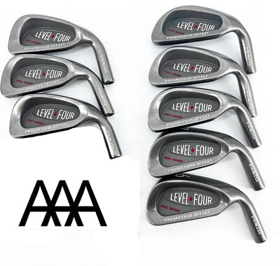 LEVEL FOUR PRO GRIND Component Iron Set of 8 2-PW Stainless .370 Hosel Red Dot