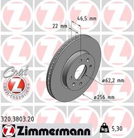 Zimmermann 2X Bremsscheibe Coat Z (320.3803.20) | Bremsscheibenset,