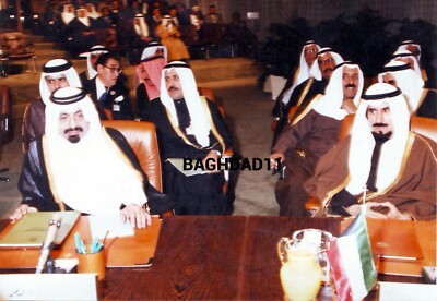 Reprinted photo Emir of Qatar Sheikh Khalifa bin Hamad Al Thani, 1980s.  AQ11001