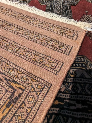 Wool Oriental Rug Bukhara Tribal Design Silky Carpet 4x7 Vintage - Picture 8 of 9
