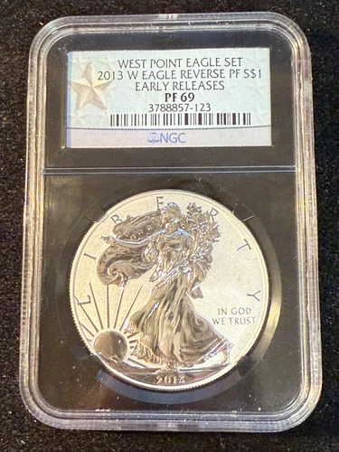 2013 W SILVER EAGLE EARLY RELEASE REVERSE PROOF WEST POINT SET NGC PF 69