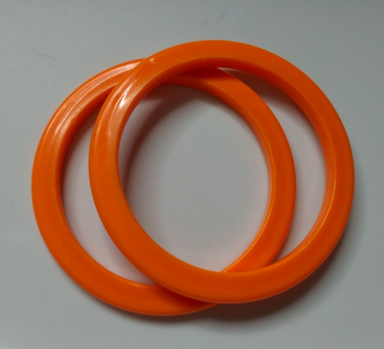 Two Lucite Bangle Bracelets Spacers Orange Color - image 2