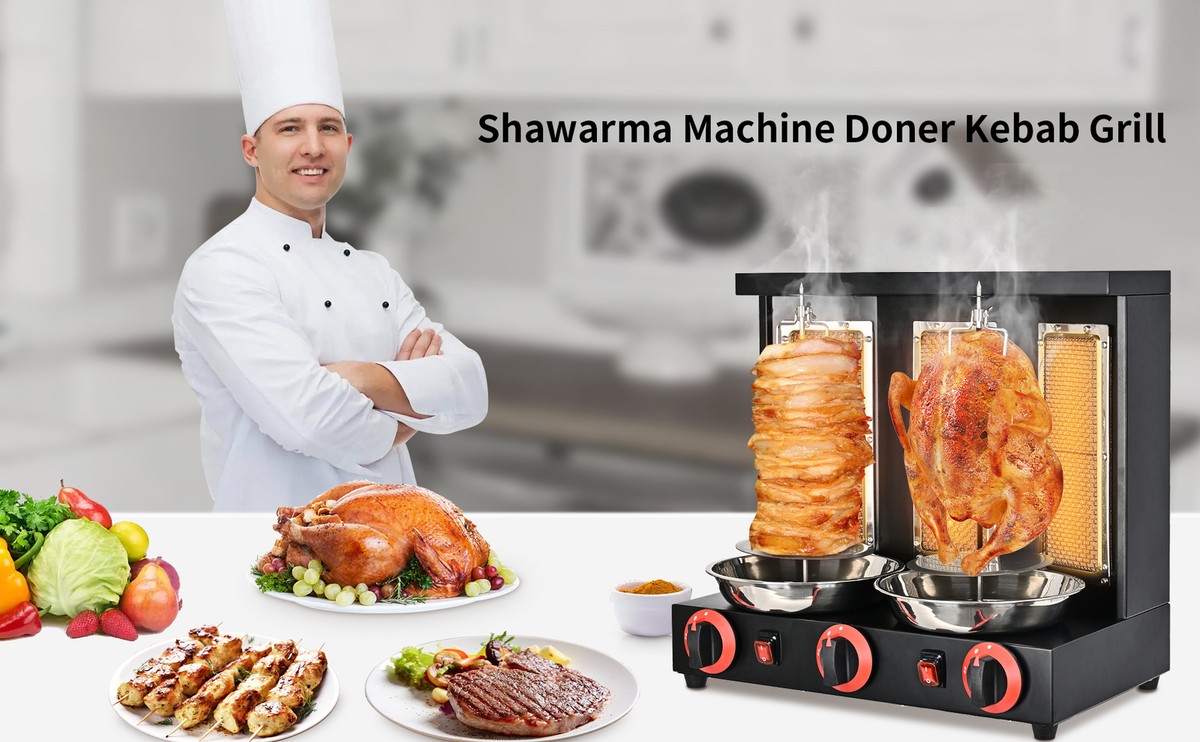 Vertical Rotisserie Oven Grill Gas 44lbs Commercial Shawarma