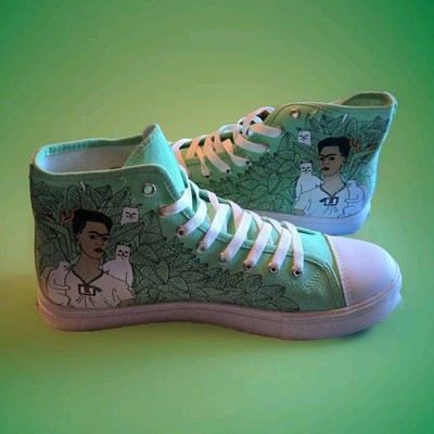 Rip N Dip Frida Cat Mint Green High Tops Skate Shoes Mens 10 Womens 11.5 Skaters