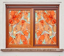 3D Orange Petals ZHU666 Window Film Print Sticker Cling Stained Glass UV Zoe