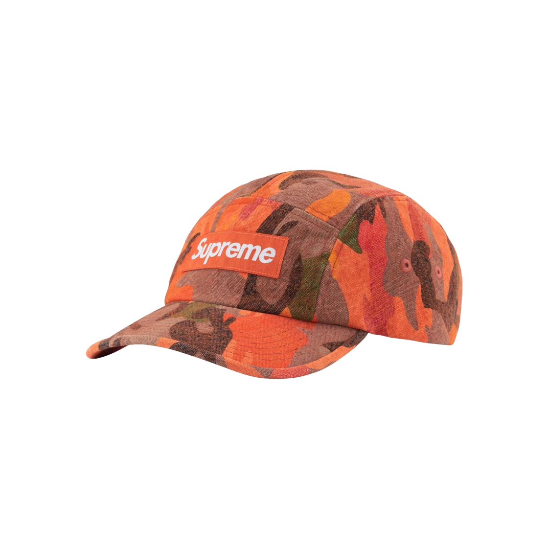 Casquette de camp en toile lavée suprême orange camouflage   24SS