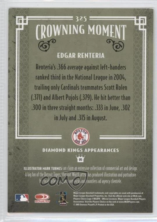 2005 Donruss Diamond Kings DK Challenge Edgar Renteria #325 - Image 2 of 2