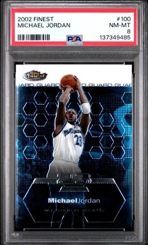 2002-03 Topps Finest MICHAEL JORDAN #100 Base Card NM-MT PSA 8 WIZARDS