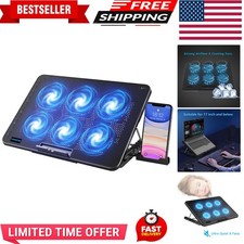 Laptop Cooling Pad 6 Quiet Fans Cooler Stand Dual Ports for 12-17" Laptop