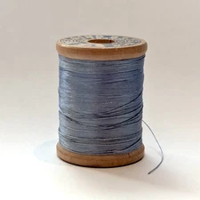 Antique Belding Bros. Carlson Currier Co. Silk Thread Wooden Spool 804 Blue