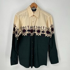 Vintage Brooks Dunn Panhandle Slim Shirt Mens Medium Western Aztec Button Up