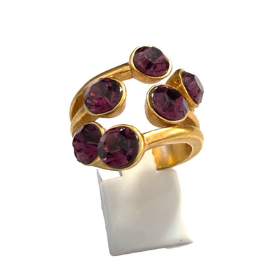 Pilgrim Ring Farbe Gold mit lila Steinen Gr. 55 - 56