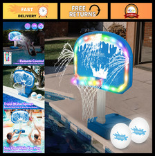 LED Pool Basketball Hoop Set with 3-Way Sprinkler, Glow Balls  Water Base - Fun