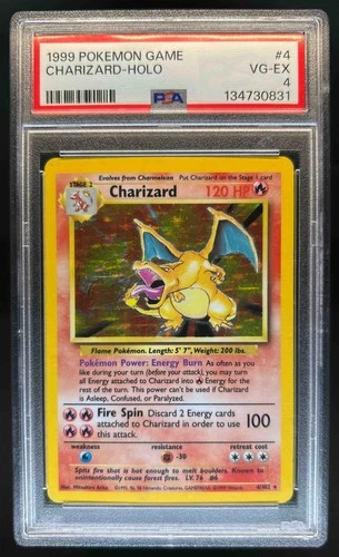 1999 Pokemon Unlimited Charizard Rare Holo #4/102 PSA 4