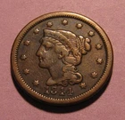 Photo of a 1844-P Large Cent from an eBay listing that sold on Jul 18, 2026