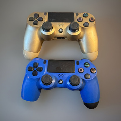 Sony PlayStation 4 CUH-ZCT2U Wireless Ergonomic Controllers Gold Blue Lot of 2