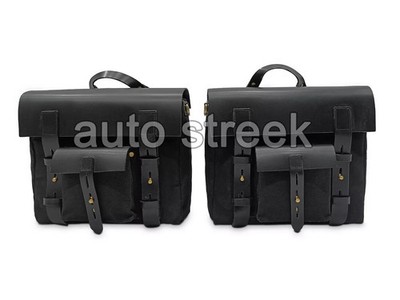 For Royal Enfield ''SUPER METEOR & SHOTGUN 650'' Canvas Pannier Bags Black