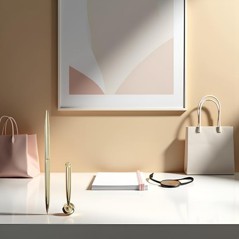 как выглядит Gold Pen And Pen Stand Round Holder Signing Set Metal Attached To Desk Base For фото