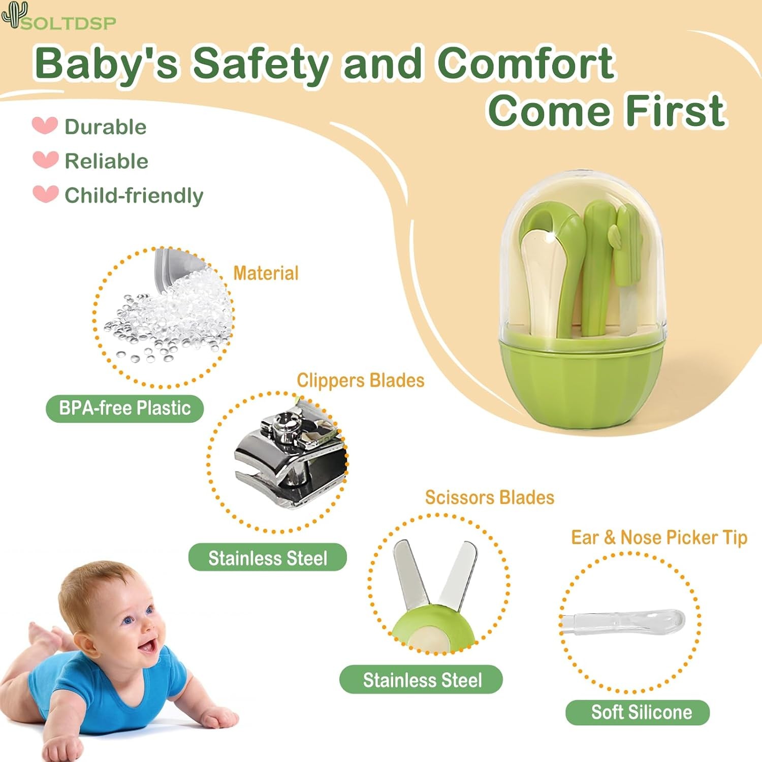 как выглядит 5-in-1 Baby Nail Kit with Storage Case, Cactus Theme Design Including Baby Nail фото