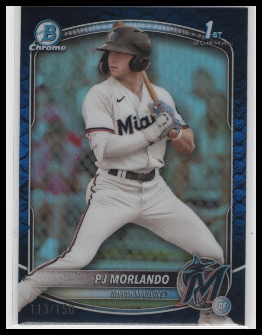 2025 Bowman Chrome PJ Morlando Reptilian Blue Refractor /150 #BCP-91 Marlins