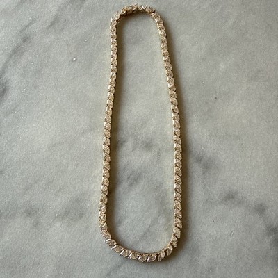 Ross Simons Sterling Silver Vermiel Trillion Cut CZ  Tennis  Necklace