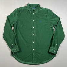Polo Ralph Lauren Boys XL 18-20 Green Corduroy Button Down Shirt Fine Wale