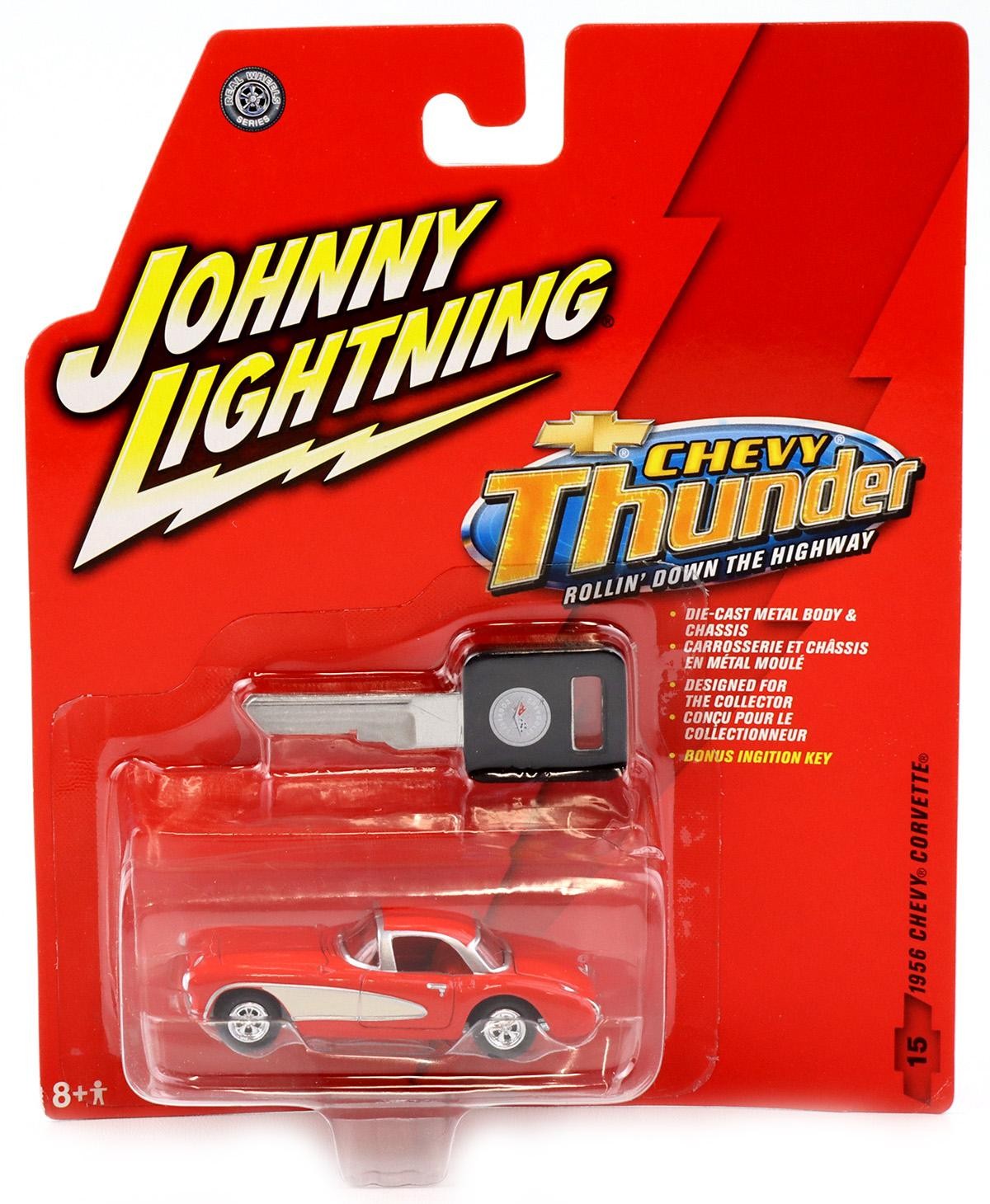 1:64 Johnny Lightning 1956 Chevrolet Corvette Red Chevy Thunder Diecast Car