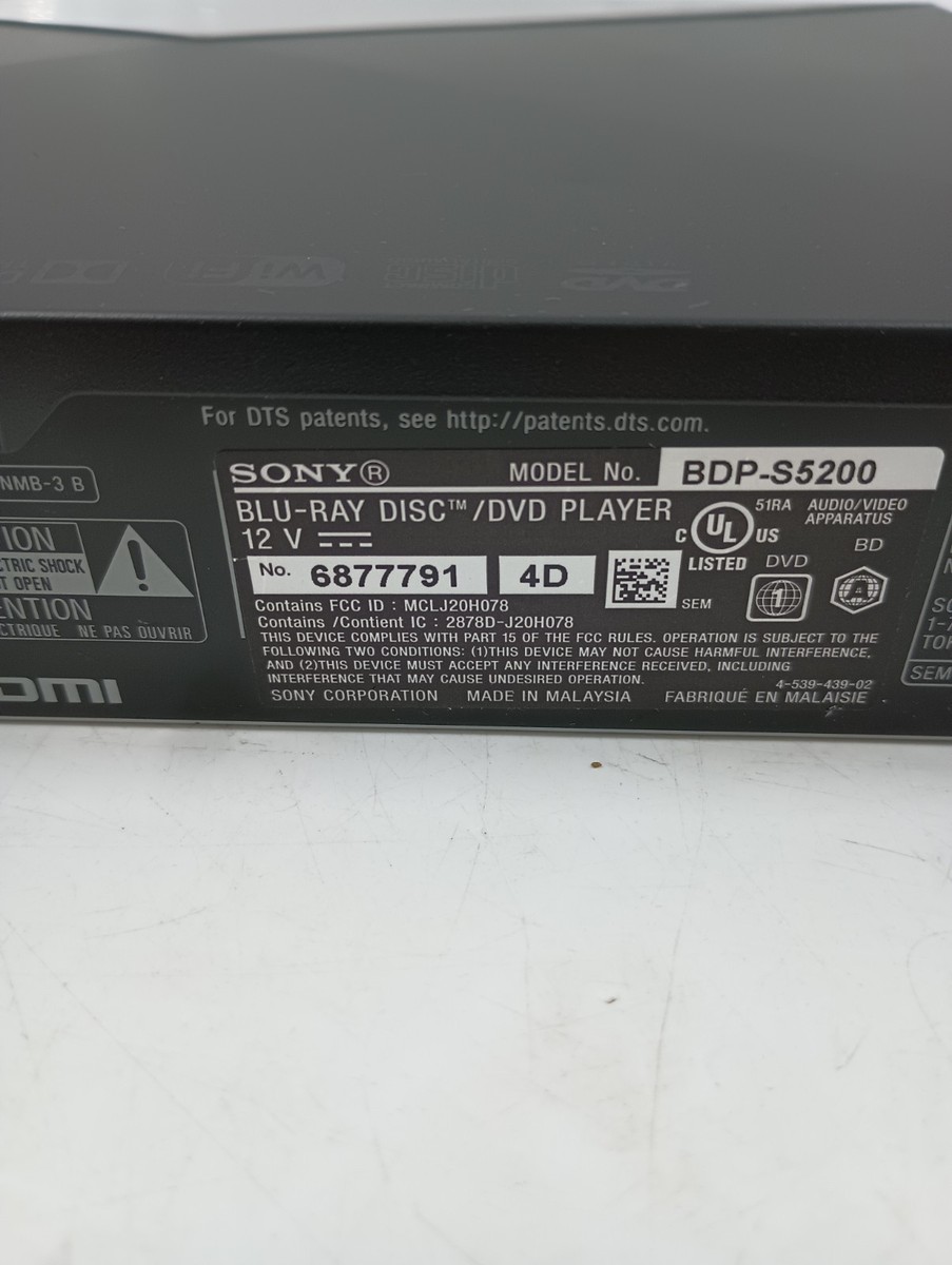 Sony Bdp-s5200 WiFi 3d Blu-ray Player See Notes for sale online | eBay
