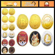 6 Pack Limited Edition Cryptocurrency Coins - Bitcoin, Ethereum, Dogecoin, Shiba