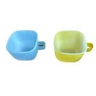 Vintage Glasbake Blue and Yellow  Coffee Cups Milk Glass USA Set of 2