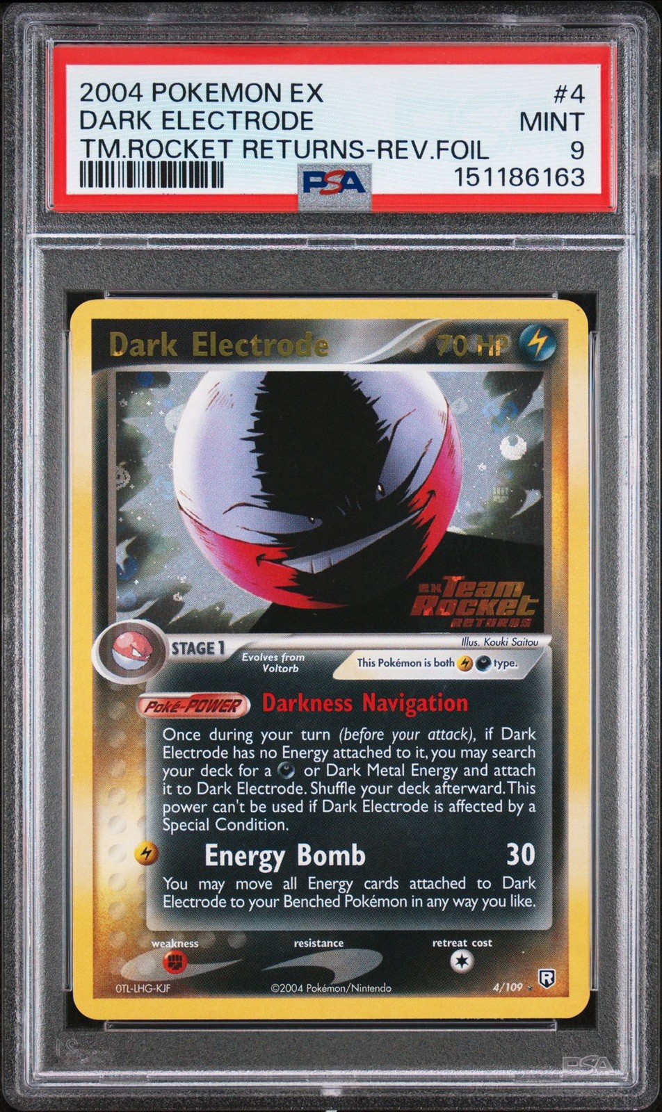 2004 POKEMON EX TEAM ROCKET RETURNS #4 DARK ELECTRODE-REVERSE FOIL PSA 9