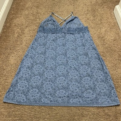 Victorias Secret Sexy Lace Slip Dress Floral Blue Size XL New With Tags