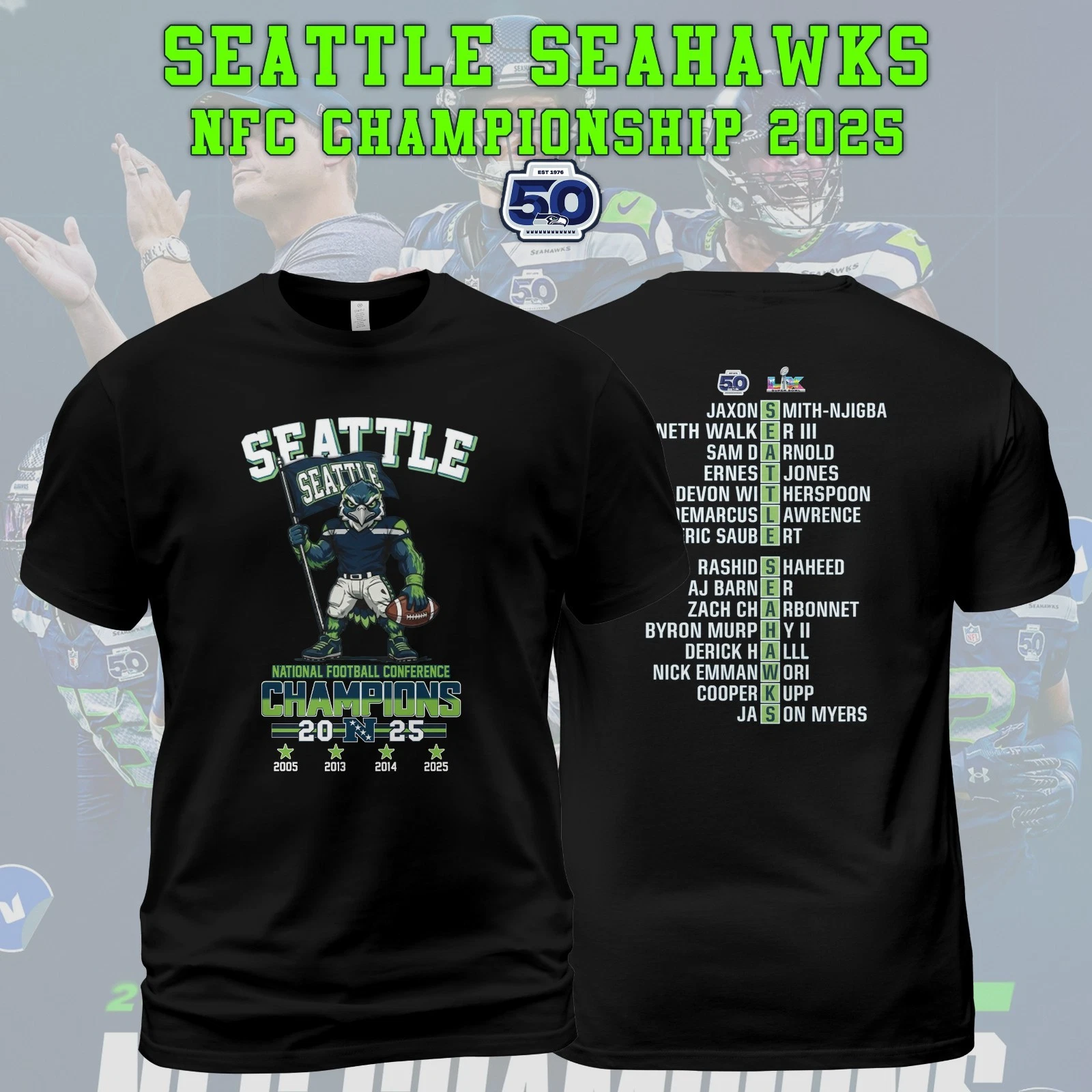 Seattle Seahawks 2025 NFC Champions Team Shirt
