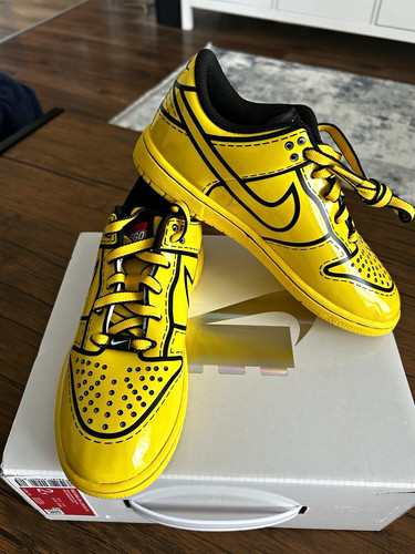 Nike Dunk Low x LEGO Unisex Kids Trainers UK 1.5 EU 33.5 Leather Yellow