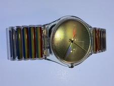Original Swatch Gent Vintage 1998 Rainbow Stretch Armband Hologram Zifferblatt