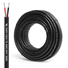 16 Gauge 2 Conductor Electrical Wire, 30FT 16AWG Stranded PVC Cord Tinned Cop...