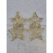 Set Of 4 Gold Copper Star Filigree Wire Metal Christmas Ornaments 4 Holiday Set Of 4 Gold Copper Star Filigree Wire Metal Christmas Ornaments 4 Holiday