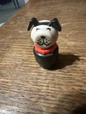 Vintage Fisher Price Little People Black & white Dog With Red Collar