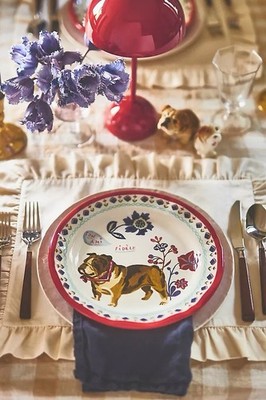 Anthropologie Nathalie Lete Francophile Bulldog Dog Ton Ami Fidele Plate 10  New
