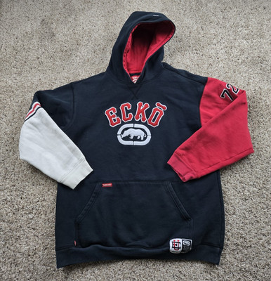 Vintage Ecko UNLTD Hoodie Boys XL Black Red Rhino Sweatshirt Long Sleeve Y2K