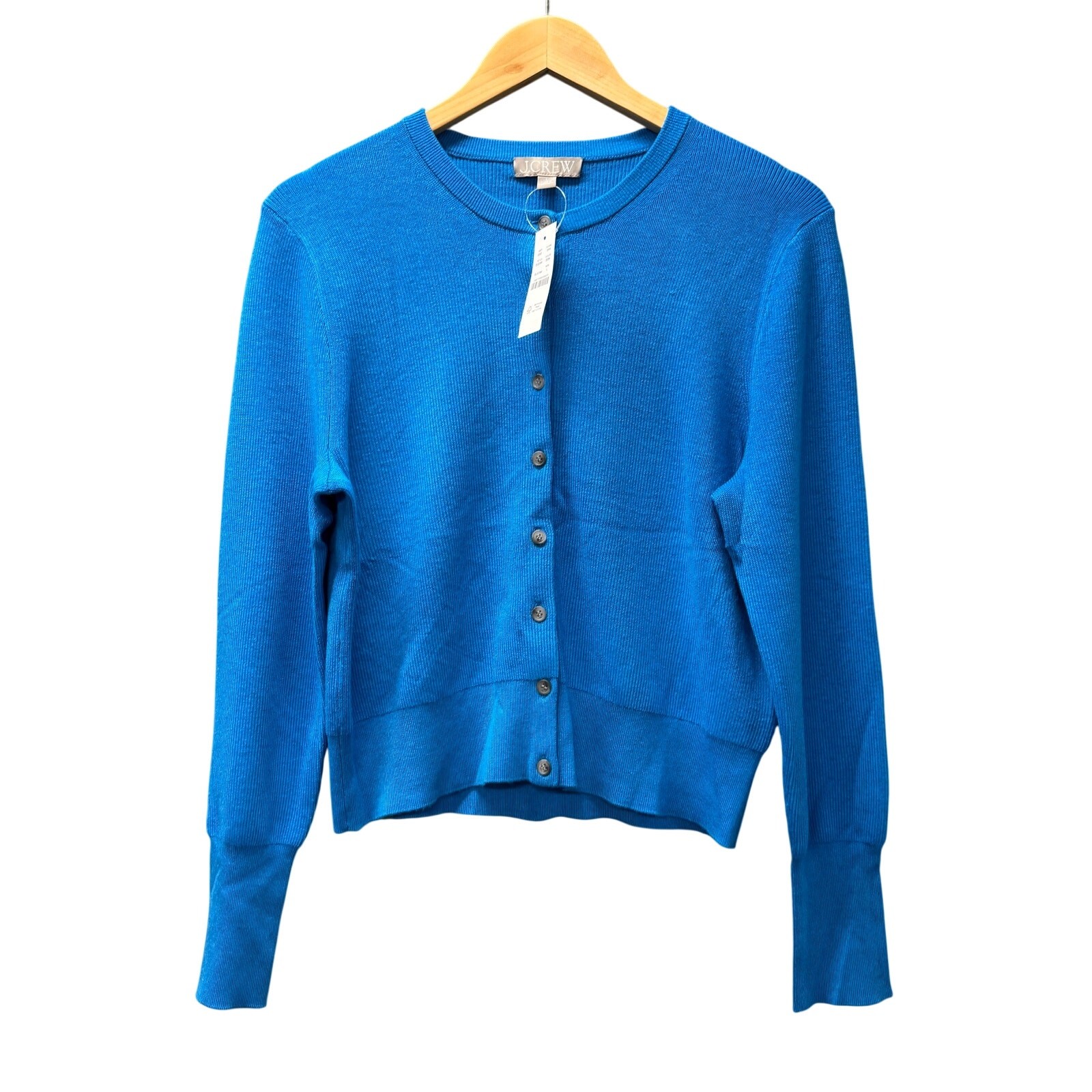 J Crew Cardigan Womens Large Blue Coastal Button Up Sweater Lyocell Silk NEW