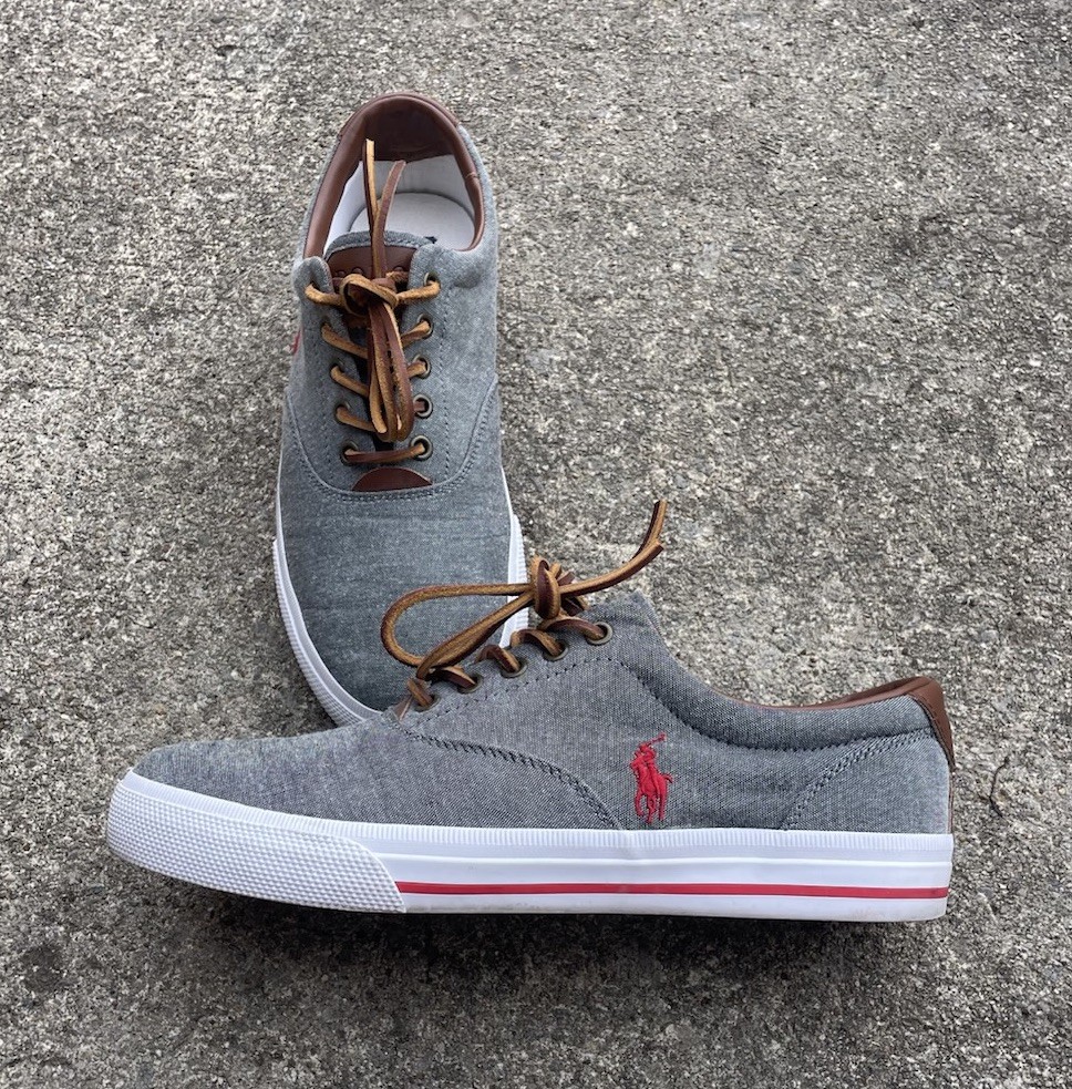 Polo Ralph Lauren Vaughn Lace-Up Sneakers Dress Shoes Grey 