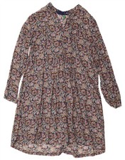 BENETTON Womens Long Sleeve Tent Dress UK 14 Large Blue Floral DT13