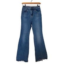 Levi's 70s High Flare Jeans Women's Size 25 X 30 Medium Wash Distressed Cropped