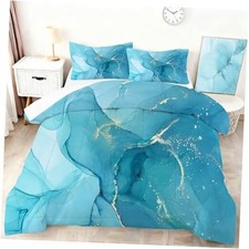Blue Marble Printed Comforter Sets Size, Retro Style King Marble Blue-a