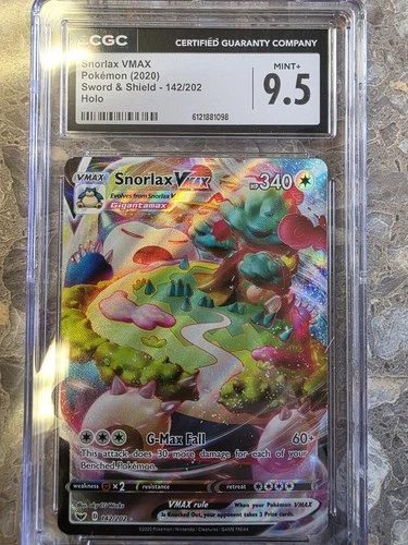2020 Pokemon Sword & Shield Snorlax Holo CGC 9.5 Mint + #142/202