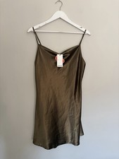 Cider Khaki Bronze Stretch Slip Dress NWT Size M Y2K Cami Mini Bodycon