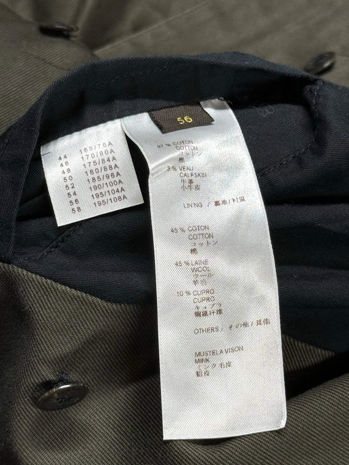 LOUIS VUITTON（LV） Louis Vuitton Giacca da Campo Uomo 56 Verde Cotone Pelle Esercito Militare