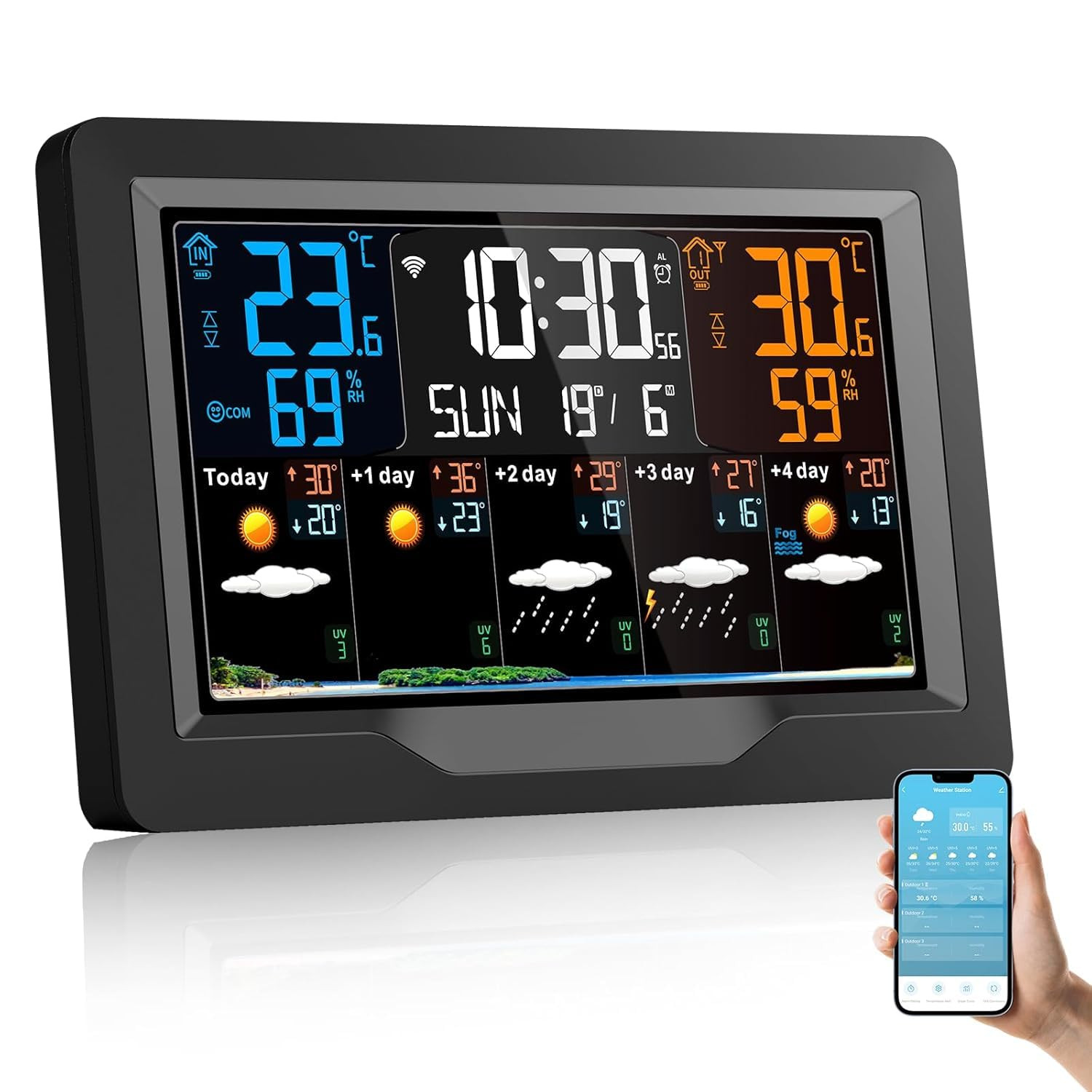 Stazione Meteo WiFi Design Moderno - Monitoraggio Clima Smart