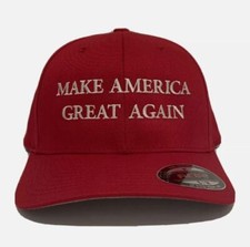 Make America Great Again Donald Trump Hat MAGA Cap Red Flexfit 6477- S/M, L/XL